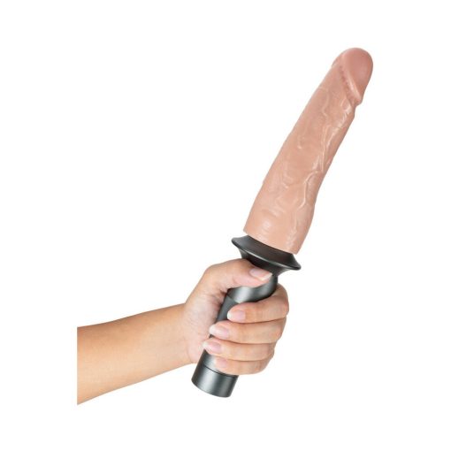 Blush Lock On Karbonite Realistic 7.75 In. Dildo With Handle & Suction Cup Adapter Beige - Image 4