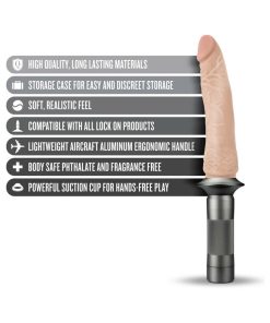 Blush Lock On Karbonite Realistic 7.75 In. Dildo With Handle & Suction Cup Adapter Beige