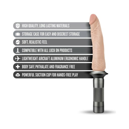 Blush Lock On Karbonite Realistic 7.75 In. Dildo With Handle & Suction Cup Adapter Beige - Image 5