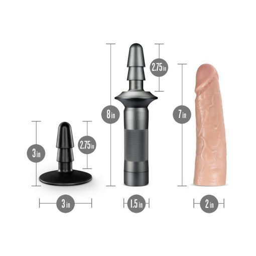 Blush Lock On Karbonite Realistic 7.75 In. Dildo With Handle & Suction Cup Adapter Beige - Image 6