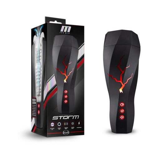 M For Men Storm Rechargeable Vibrating Suction Masturbator Black