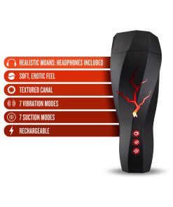 M For Men Storm Rechargeable Vibrating Suction Masturbator Black