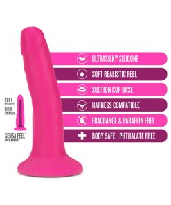 Neo Elite 6 In. Silicone Dual Density Dildo Neon Pink