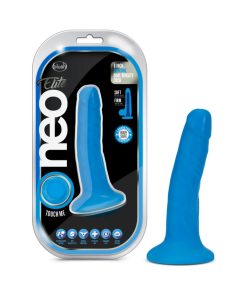 Neo Elite 6 In. Silicone Dual Density Dildo Neon Blue