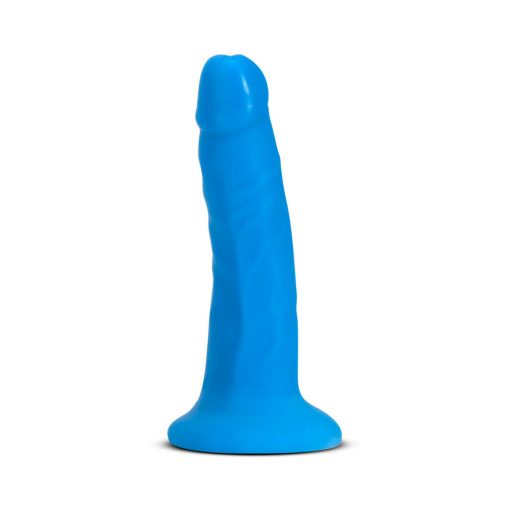 Neo Elite 6 In. Silicone Dual Density Dildo Neon Blue - Image 2