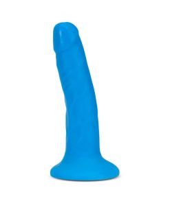 Neo Elite 6 In. Silicone Dual Density Dildo Neon Blue