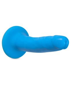 Neo Elite 6 In. Silicone Dual Density Dildo Neon Blue
