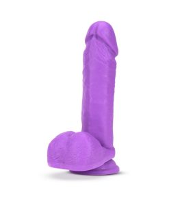 Neo Elite 8 In. Silicone Dual Density Dildo With Balls Neon Purple