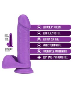 Neo Elite 8 In. Silicone Dual Density Dildo With Balls Neon Purple