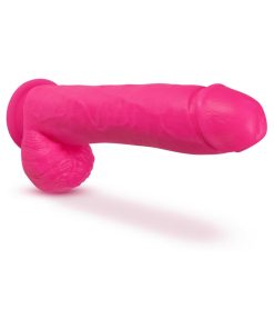 Neo Elite 10 In. Silicone Dual Density Dildo With Balls Neon Pink