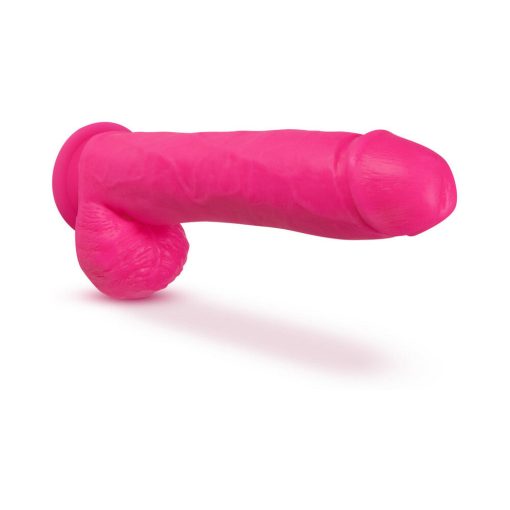 Neo Elite 10 In. Silicone Dual Density Dildo With Balls Neon Pink - Image 4