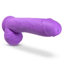 Neo Elite 11 In. Silicone Dual Density Dildo With Balls Neon Purple