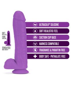 Neo Elite 11 In. Silicone Dual Density Dildo With Balls Neon Purple