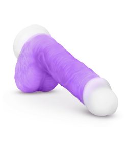 Neo Elite Encore 8 In. Silicone Vibrating Dildo With Balls Purple