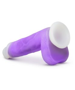 Neo Elite Encore 8 In. Silicone Vibrating Dildo With Balls Purple