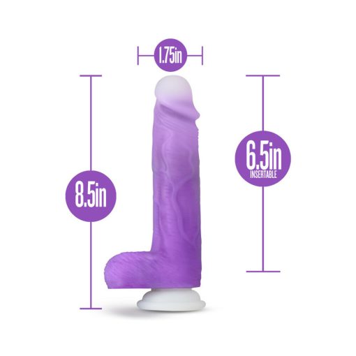Neo Elite Encore 8 In. Silicone Vibrating Dildo With Balls Purple - Image 7