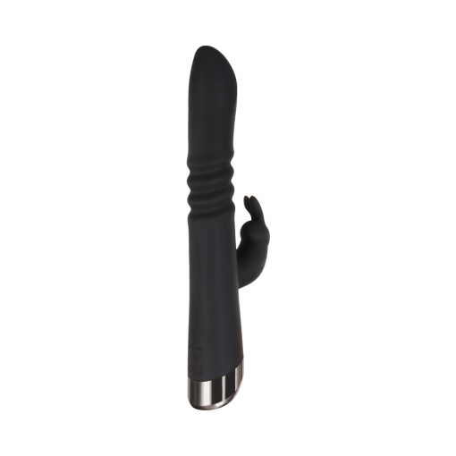 Evolved Rapid Rabbit Rechargeable Thrusting Silicone Vibrator Black - Image 4