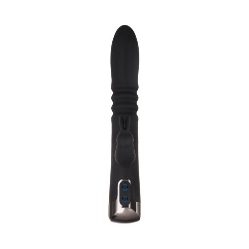Evolved Rapid Rabbit Rechargeable Thrusting Silicone Vibrator Black - Image 6