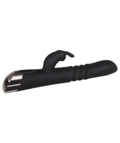 Evolved Rapid Rabbit Rechargeable Thrusting Silicone Vibrator Black