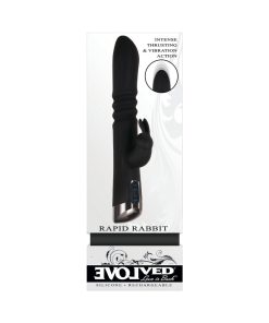 Evolved Rapid Rabbit Rechargeable Thrusting Silicone Vibrator Black