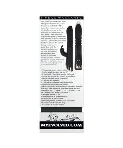 Evolved Rapid Rabbit Rechargeable Thrusting Silicone Vibrator Black
