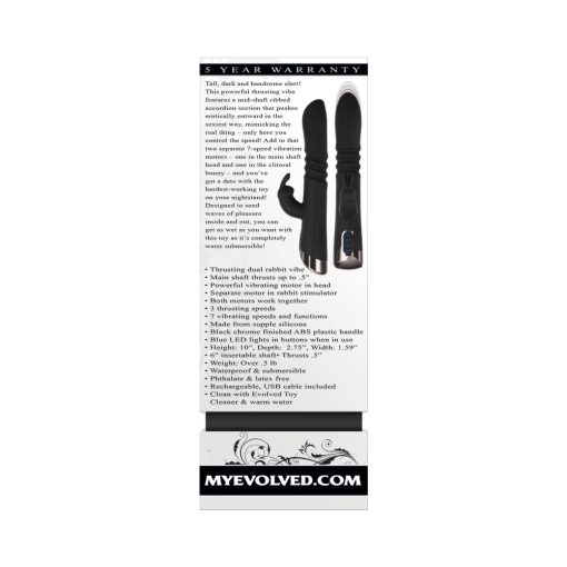 Evolved Rapid Rabbit Rechargeable Thrusting Silicone Vibrator Black - Image 9