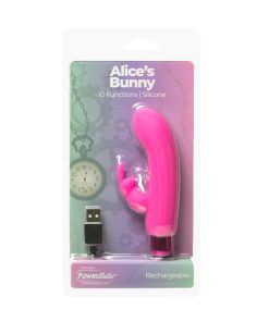 Powerbullet Alice'S Bunny Rechargeable Bullet Vibrator With Silicone Rabbit Sleeve Pink