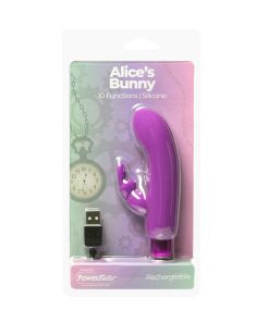 Powerbullet Alice'S Bunny Rechargeable Bullet Vibrator With Silicone Rabbit Sleeve Purple