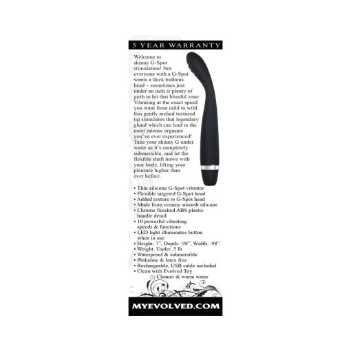 Evolved Skinny G Rechargeable Silicone Sli Mline G-Spot Vibrator Black - Image 10