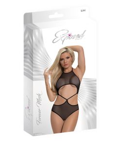 Magic Silk Forever Mesh Crotchless Underboob Teddy With Split Back Black S/M