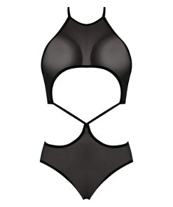 Magic Silk Forever Mesh Crotchless Underboob Teddy With Split Back Black S/M