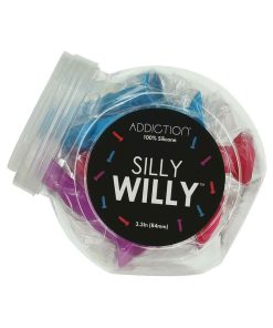 Addiction Silly Willy 3.3 In. Silicone Dildo 12-Piece Assorted Color Fishbowl Display