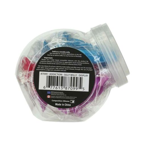 Addiction Silly Willy 3.3 In. Silicone Dildo 12-Piece Assorted Color Fishbowl Display - Image 2