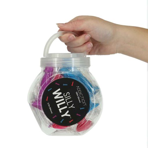 Addiction Silly Willy 3.3 In. Silicone Dildo 12-Piece Assorted Color Fishbowl Display - Image 3
