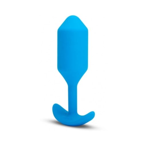 B-Vibe Vibrating Snug Plug 3 Rechargeable Weighted Silicone Anal Plug Blue - Image 5