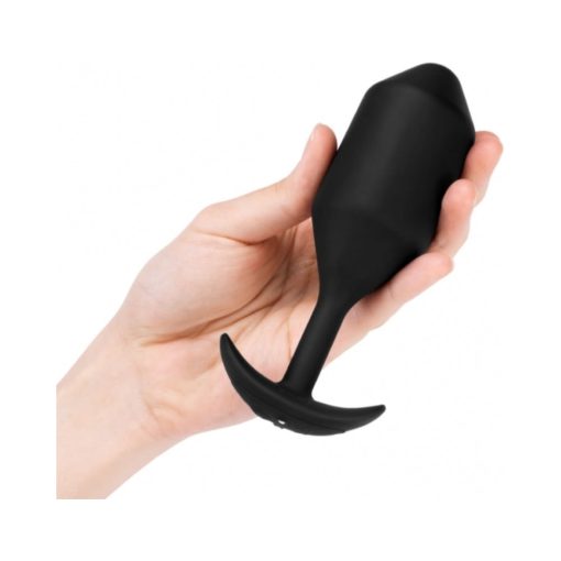 B-Vibe Vibrating Snug Plug 5 Rechargeable Weighted Silicone Anal Plug Black - Image 7