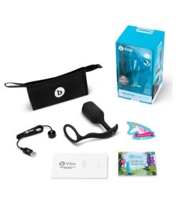 B-Vibe Vibrating Snug & Tug Rechargeable Weighted Silicone Anal Plug With Cockring Xl Black