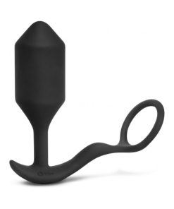 B-Vibe Vibrating Snug & Tug Rechargeable Weighted Silicone Anal Plug With Cockring Xl Black