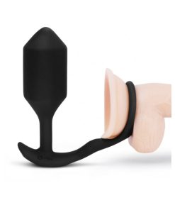 B-Vibe Vibrating Snug & Tug Rechargeable Weighted Silicone Anal Plug With Cockring Xl Black