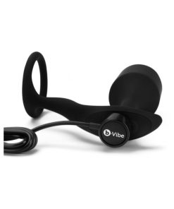B-Vibe Vibrating Snug & Tug Rechargeable Weighted Silicone Anal Plug With Cockring Xl Black