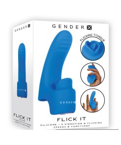 Gender X Flick It Rechargeable Flicking Dual Stimulation Silicone Finger Vibrator Blue