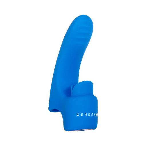 Gender X Flick It Rechargeable Flicking Dual Stimulation Silicone Finger Vibrator Blue - Image 3