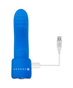 Gender X Flick It Rechargeable Flicking Dual Stimulation Silicone Finger Vibrator Blue