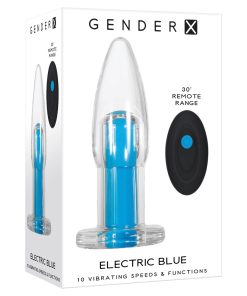 Gender X Electric Blue Rechargeable Remote-Controlled Vibrating Anal Plug Clear/Blue