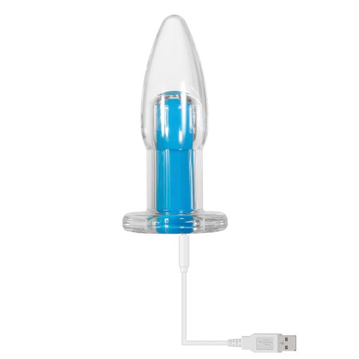 Gender X Electric Blue Rechargeable Remote-Controlled Vibrating Anal Plug Clear/Blue - Image 5