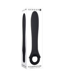 Gender X Powerhouse Rechargeable Textured Silicone Vibrator With Ring Handle Black