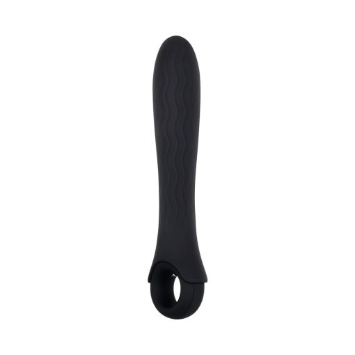 Gender X Powerhouse Rechargeable Textured Silicone Vibrator With Ring Handle Black - Image 2