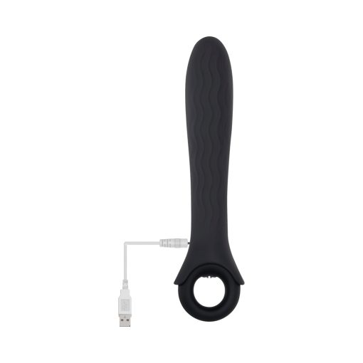 Gender X Powerhouse Rechargeable Textured Silicone Vibrator With Ring Handle Black - Image 7