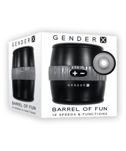 Gender X Barrel Of Fun Rechargeable Open-Ended Vibrating Stroker Black