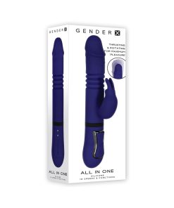 Gender X All In One Rechargeable Thrusting Rotating Silicone Rabbit Vibrator Purple